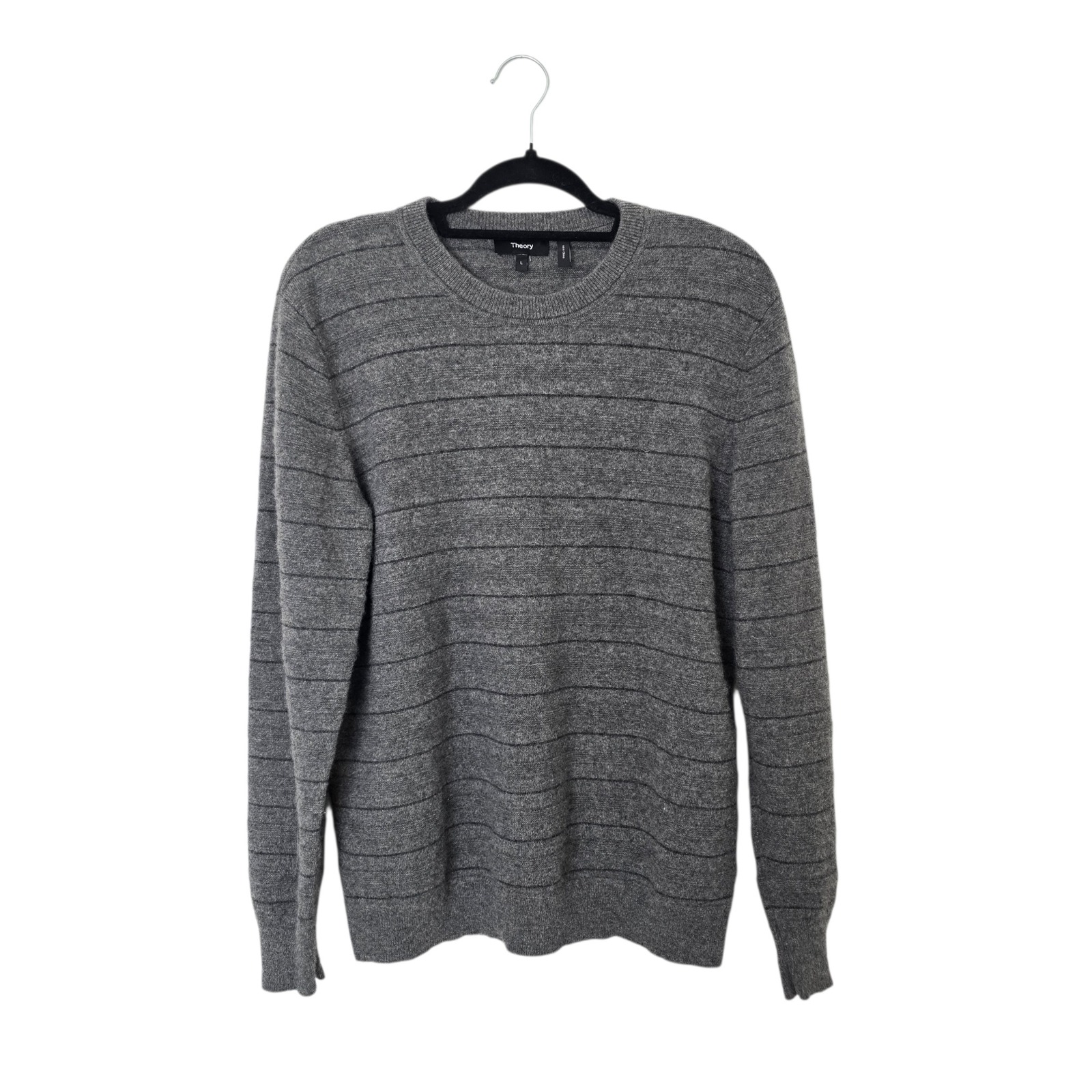 Theory Cashmere Sweater Mens Large Grey Excellent Striped Haider